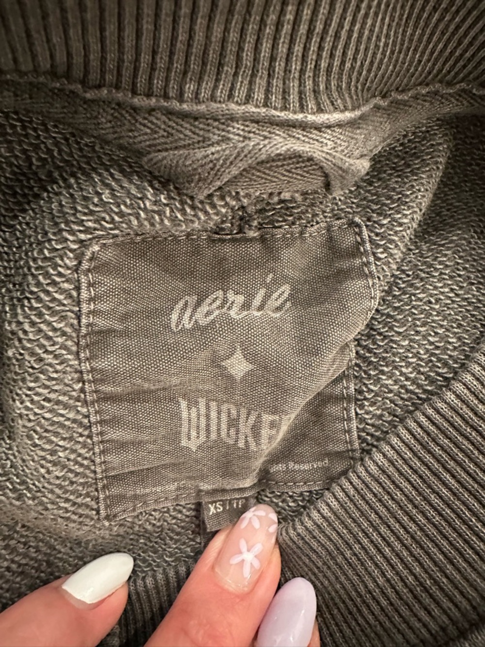 aerie Charcoal Crewneck Sweatshirt with 'Wicked' Logo - Picture 3 of 3